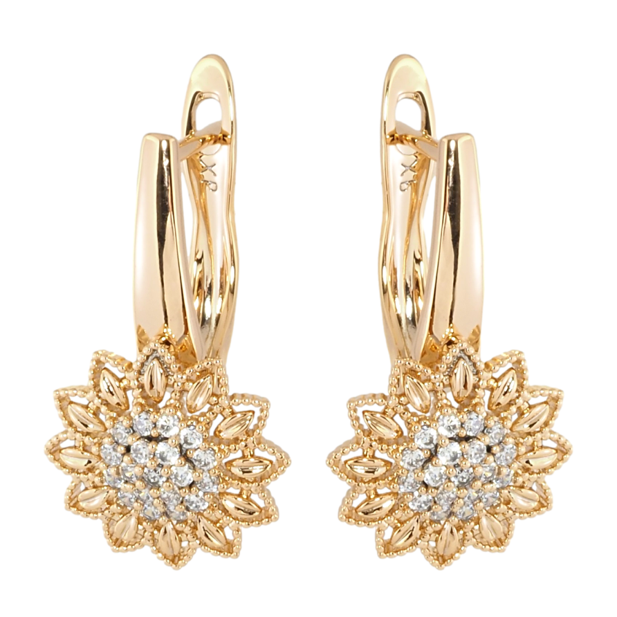 Сережки Xuping Позолота 18K англійський замок Квіточки з цирконієм фото №1