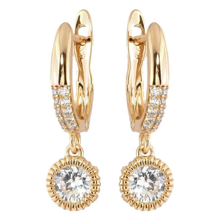 Сережки Xuping Позолота 18K англійський замок Кришталеві підвіски фото №18