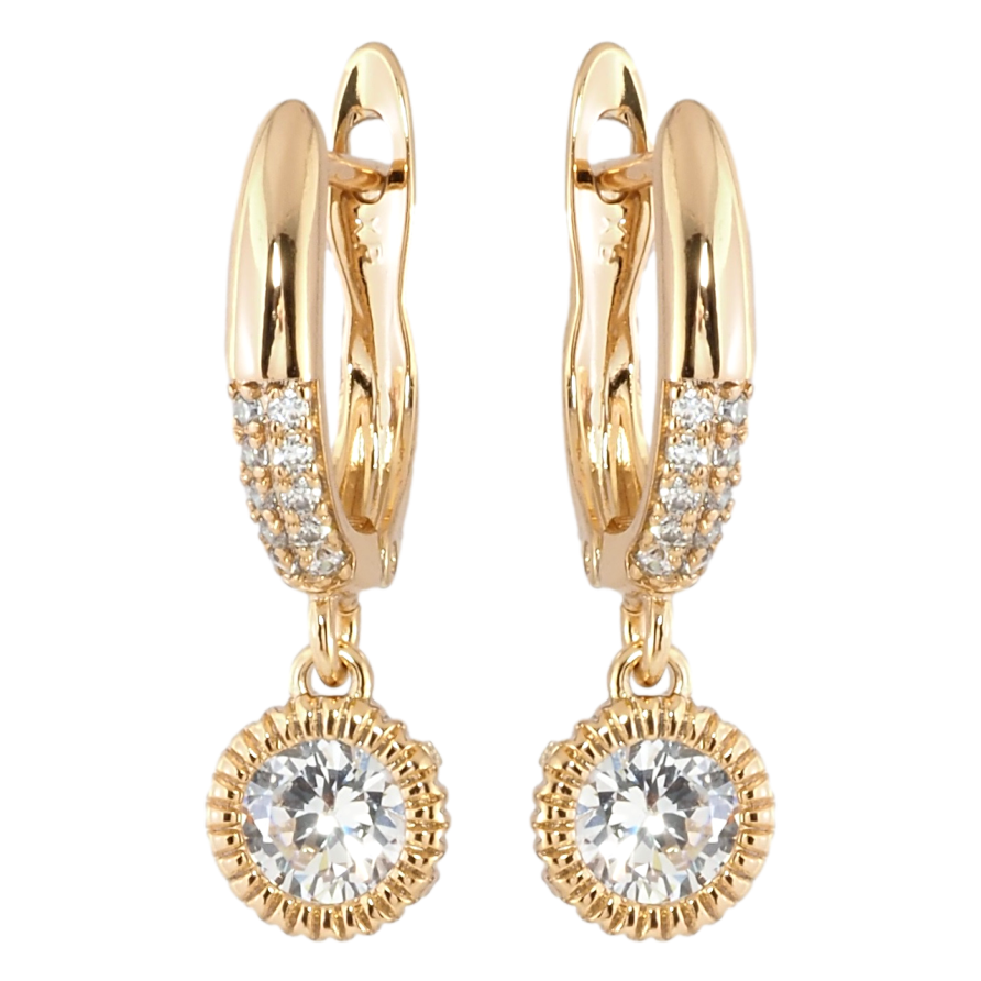 Сережки Xuping Позолота 18K англійський замок Кришталеві підвіски фото №1