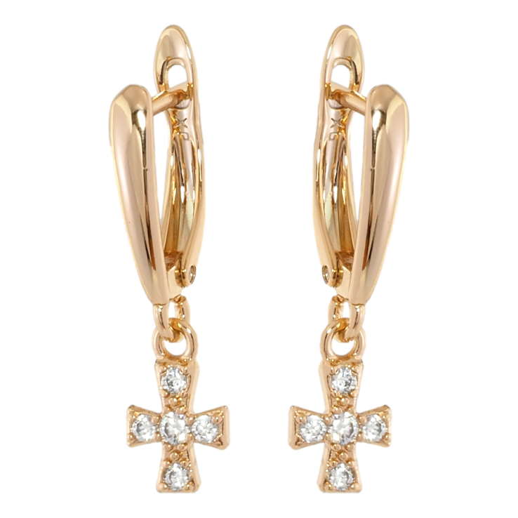 Сережки Xuping Позолота 18K англійський замок Хрестики з цирконієм фото №25