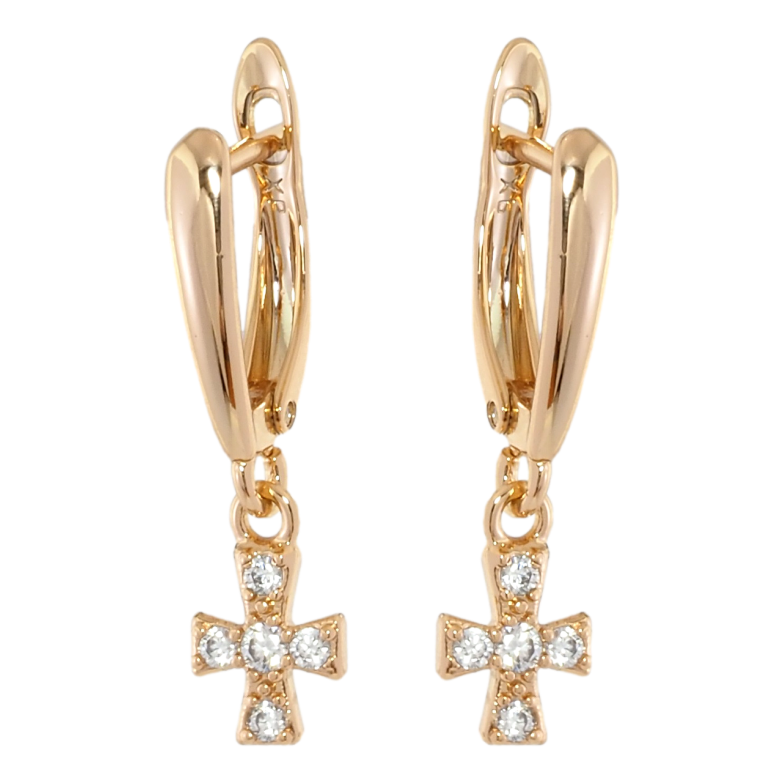 Серьги Xuping Позолота 18K английский замок Крестики с цирконием фото №1