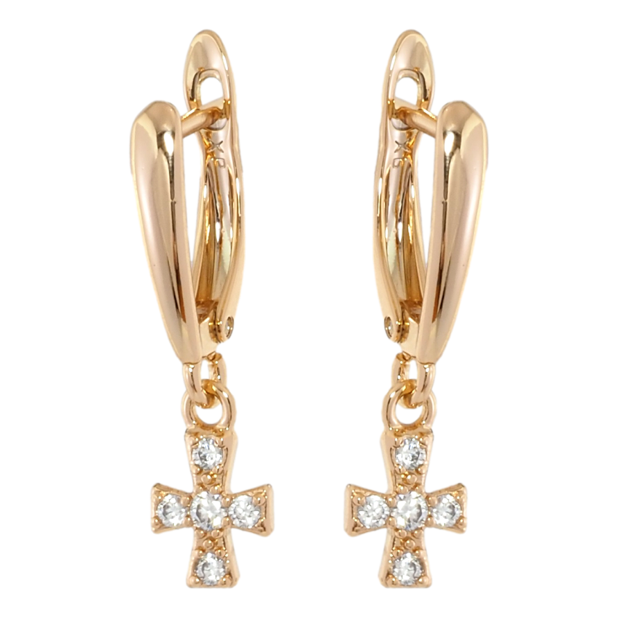 Серьги Xuping Позолота 18K английский замок Крестики с цирконием фото №1