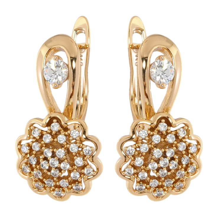 Серьги Xuping Позолота 18K английский замок Цветочки с цирконием фото №7