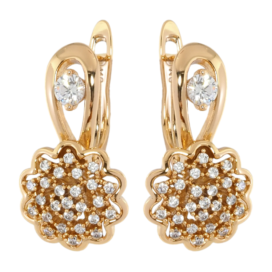 Сережки Xuping Позолота 18K англійський замок Квіточки з цирконієм фото №1
