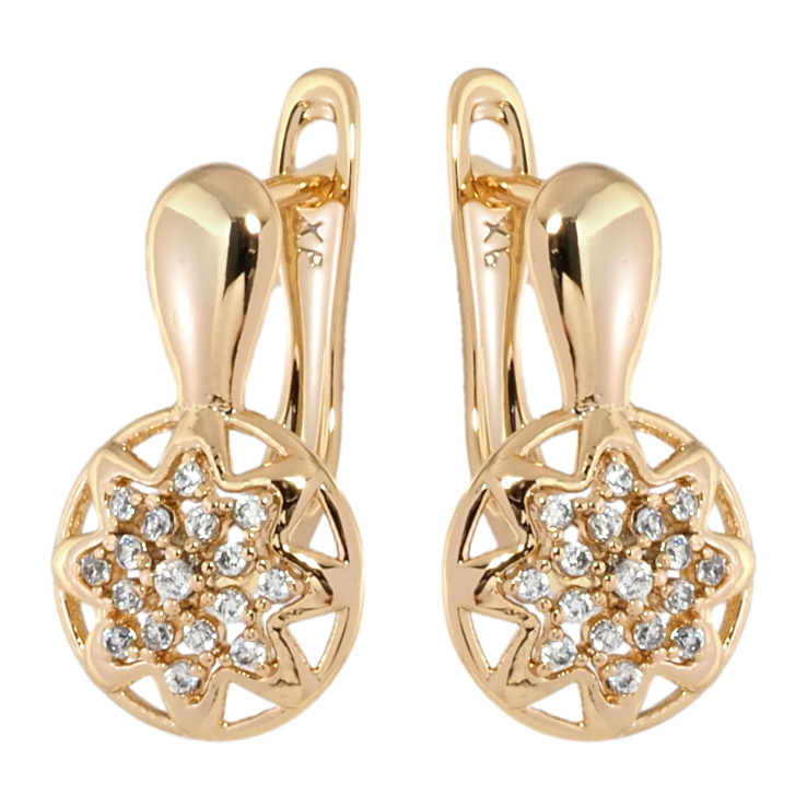 Серьги Xuping Позолота 18K английский замок Звезды с цирконием фото №21