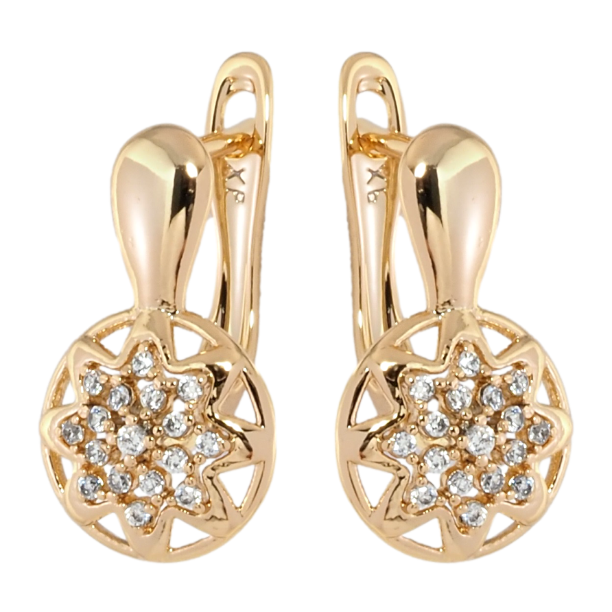 Сережки Xuping Позолота 18K англійський замок Зірки з цирконієм фото №1