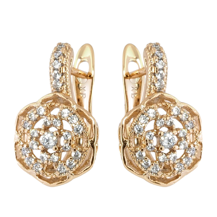 Сережки Xuping Позолота 18K англійський замок Квіточки з цирконієм фото №19