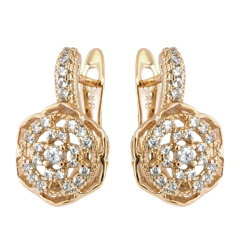 Сережки Xuping Позолота 18K англійський замок Квіточки з цирконієм фото №1