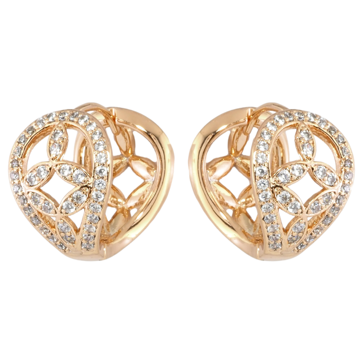 Серьги Xuping Позолота 18K колечки Цветочный узор с цирконием фото №13