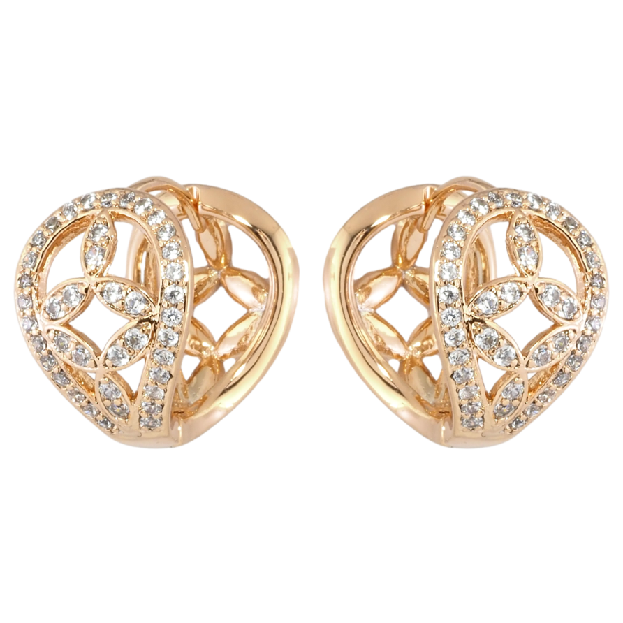 Серьги Xuping Позолота 18K колечки Цветочный узор с цирконием фото №1