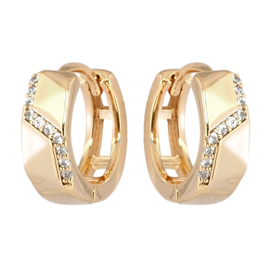 Серьги Xuping Позолота 18K колечки Узор цирконием фото №1