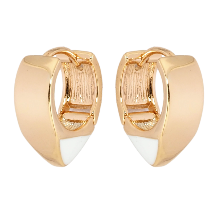 Серьги Xuping Позолота 18K колечки Узор с белой эмалью фото №17