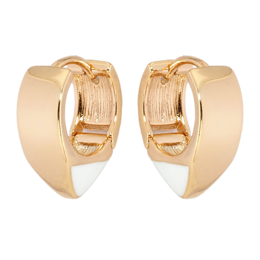 Серьги Xuping Позолота 18K колечки Узор с белой эмалью фото №1