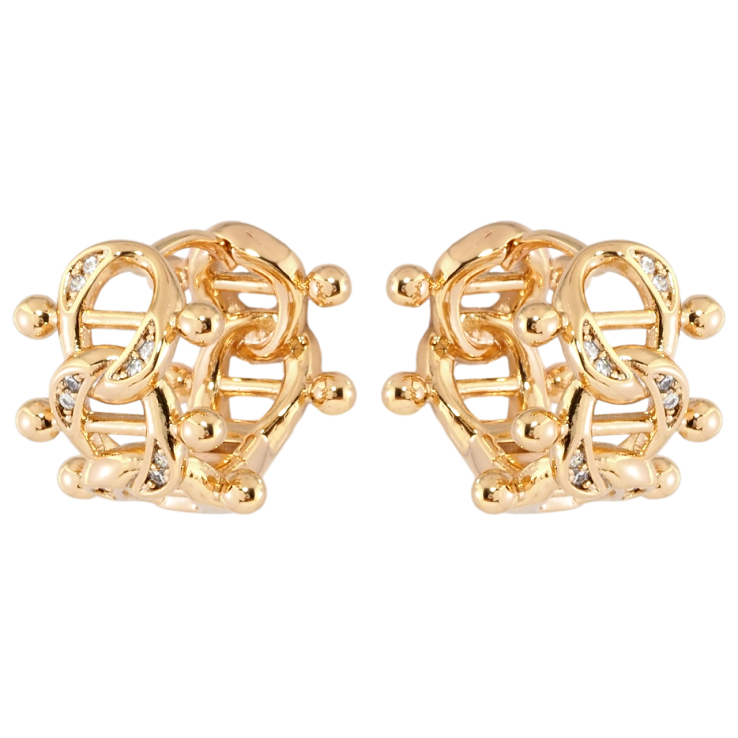 Серьги Xuping Позолота 18K колечки Узор цепочка с цирконием фото №15