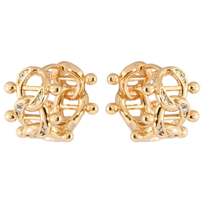 Серьги Xuping Позолота 18K колечки Узор цепочка с цирконием фото №1