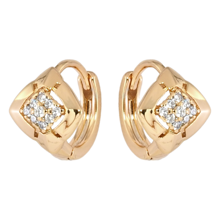 Серьги Xuping Позолота 18K колечки Ромбы с цирконием фото №19