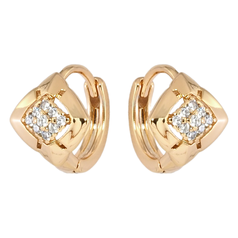 Серьги Xuping Позолота 18K колечки Ромбы с цирконием фото №1