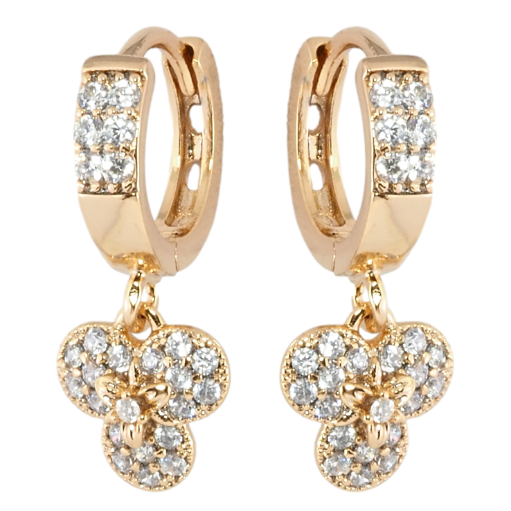 Сережки Xuping Позолота 18K підвіски на колечках Квіткові підвіски з інкрустацією цирконієм фото №13