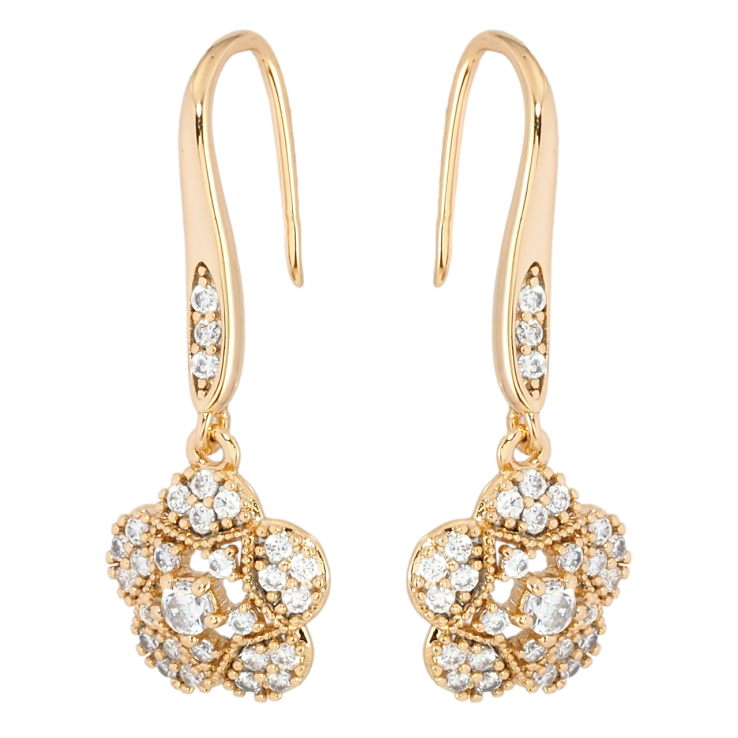 Сережки Xuping Позолота 18K французький замок Квіточки з цирконієм фото №5