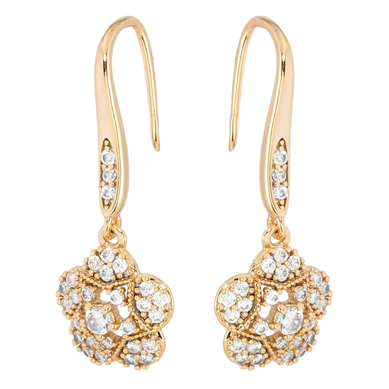 Сережки Xuping Позолота 18K французький замок Квіточки з цирконієм фото №10