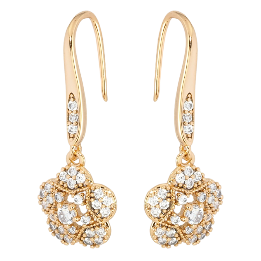 Сережки Xuping Позолота 18K французький замок Квіточки з цирконієм фото №1