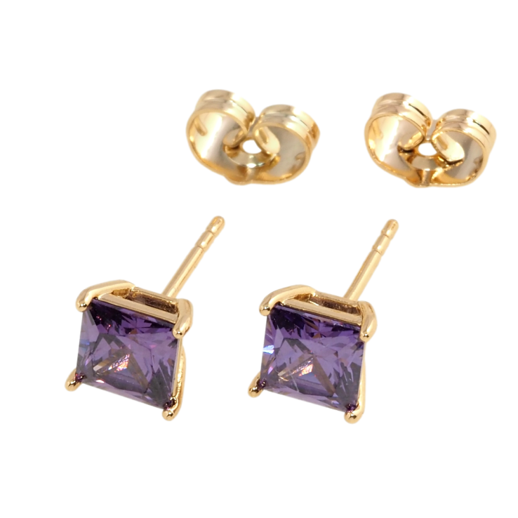 Сережки Xuping Позолота 18K пусети Бузкові фіаніти 6х6мм фото №23