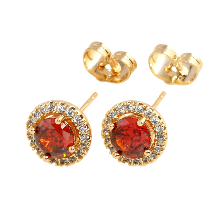 Серьги Xuping Позолота 18K пусеты Красные фианиты в обрамлении циркония ø 10мм фото №25 Серьги Xuping Позолота 18K пусеты Красные фианиты в обрамлении циркония ø 10мм фото №25