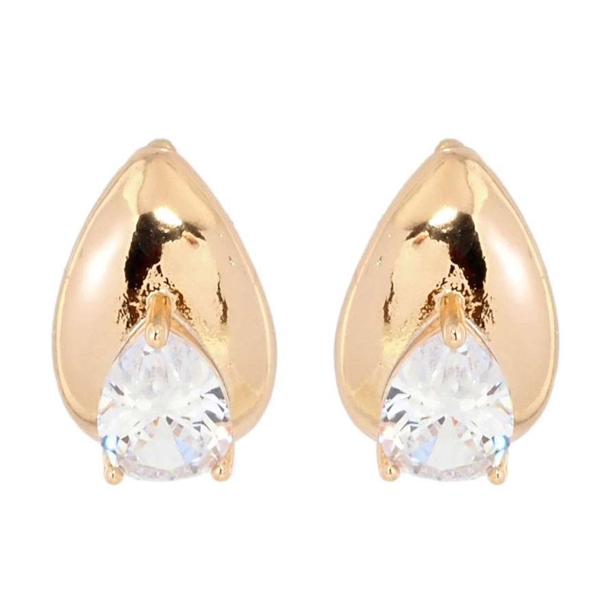 Сережки Xuping Позолота 18K пусети Крапельки з кристалами фото №1 Сережки Xuping Позолота 18K пусети Крапельки з кристалами фото №1