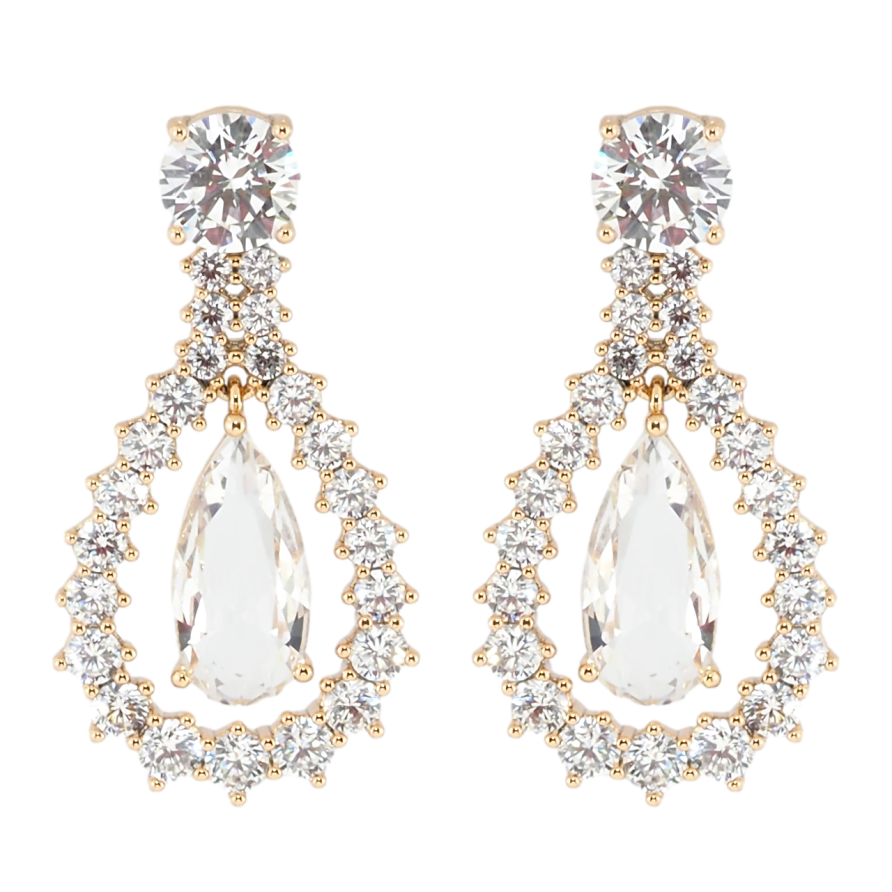 Серьги Xuping Позолота 18K пусеты Изящные кристальные капельки фото №1