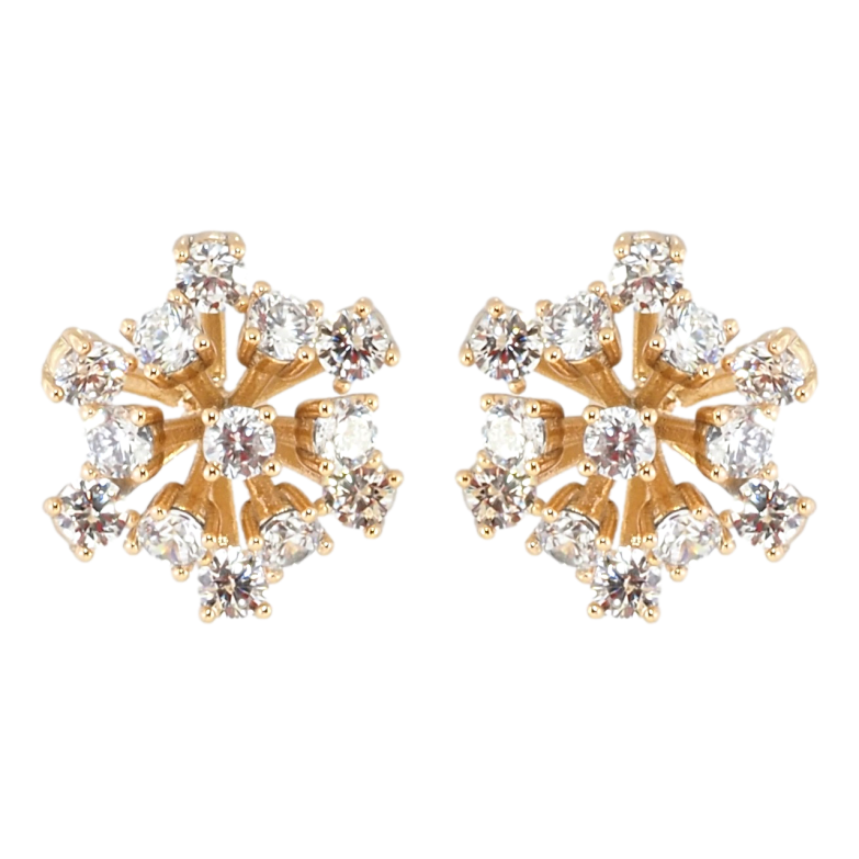 Сережки Xuping Позолота 18K пусети Квіточки з цирконієм фото №1 Сережки Xuping Позолота 18K пусети Квіточки з цирконієм фото №1