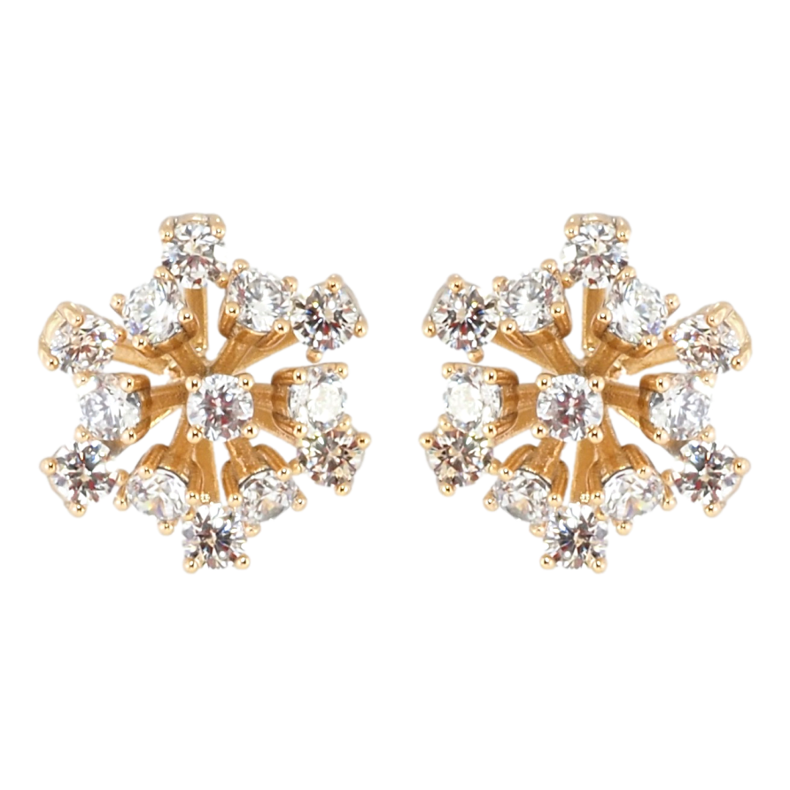 Сережки Xuping Позолота 18K пусети Квіточки з цирконієм фото №1