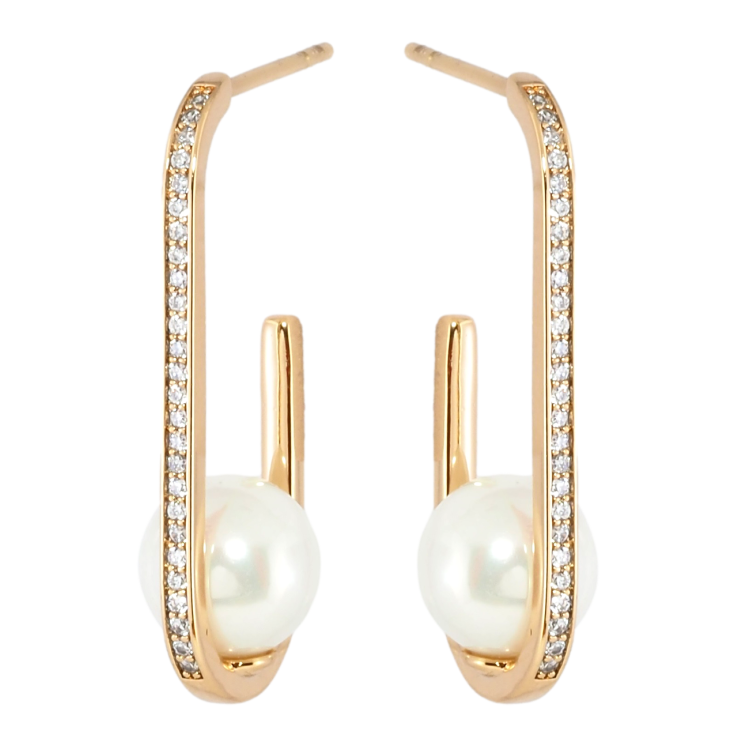 Сережки Xuping Позолота 18K пусети Дуги з перлами фото №17