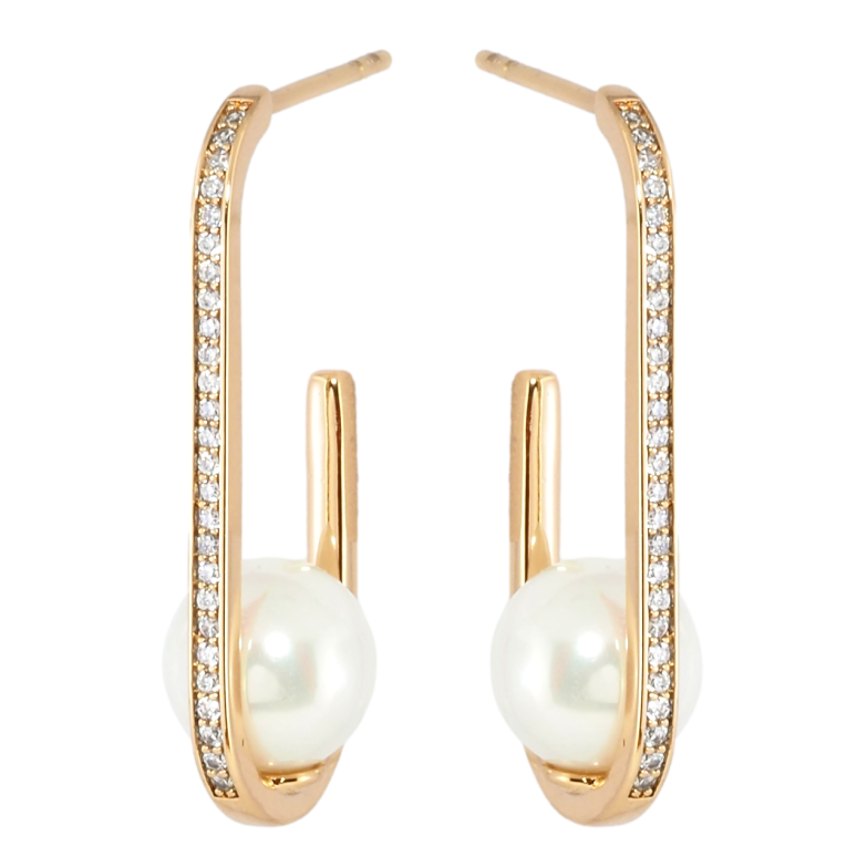 Сережки Xuping Позолота 18K пусети Дуги з перлами фото №1 Сережки Xuping Позолота 18K пусети Дуги з перлами фото №1