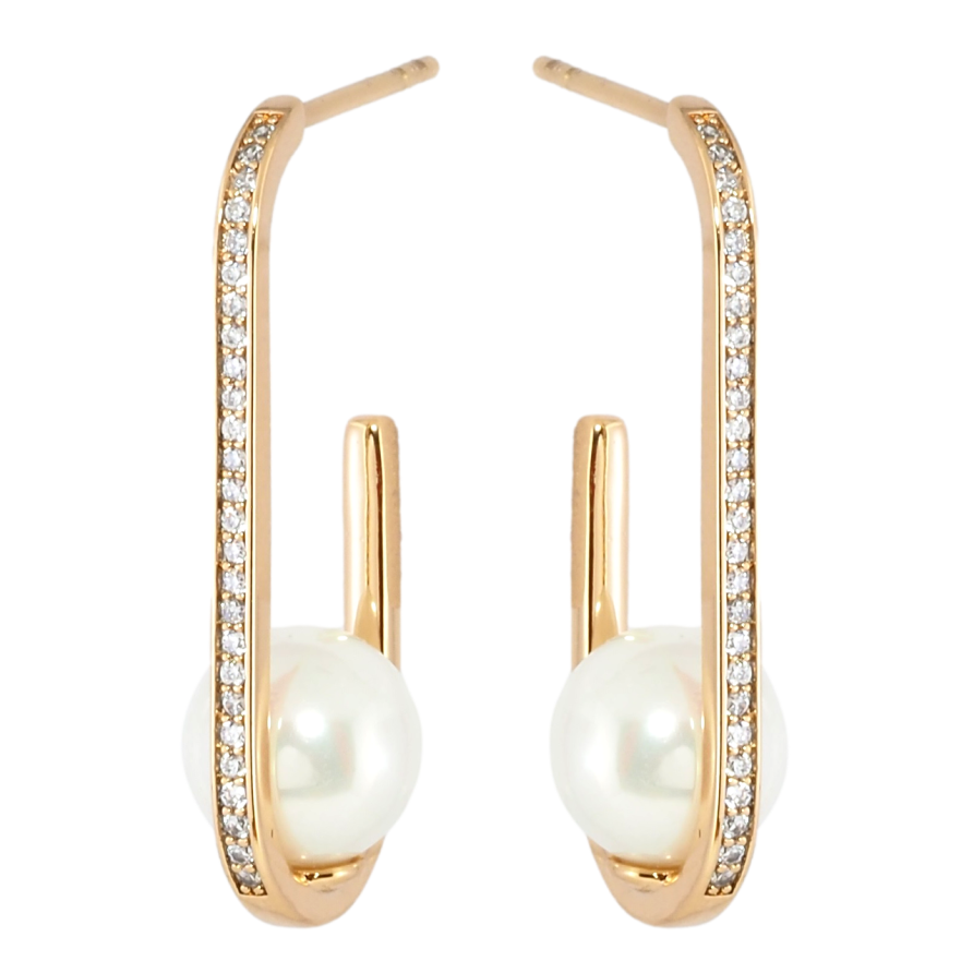 Сережки Xuping Позолота 18K пусети Дуги з перлами фото №1 Сережки Xuping Позолота 18K пусети Дуги з перлами фото №1
