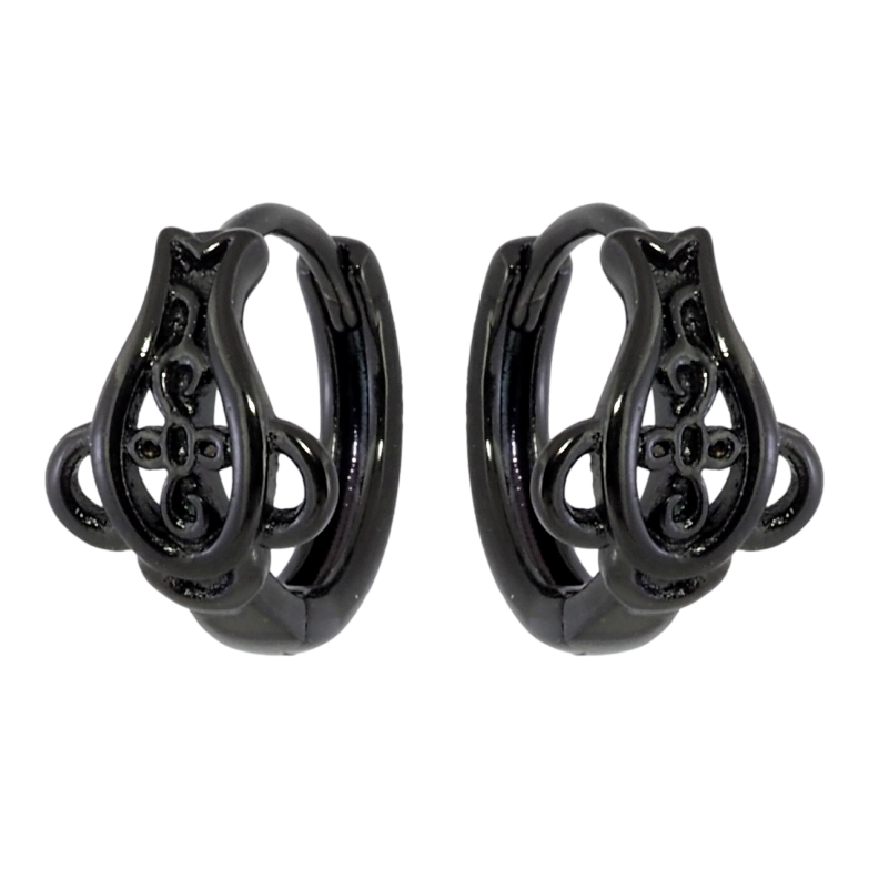 Серьги Xuping Позолота Black (черное золото) колечки Декоративный узор фото №2 Серьги Xuping Позолота Black (черное золото) колечки Декоративный узор фото №2