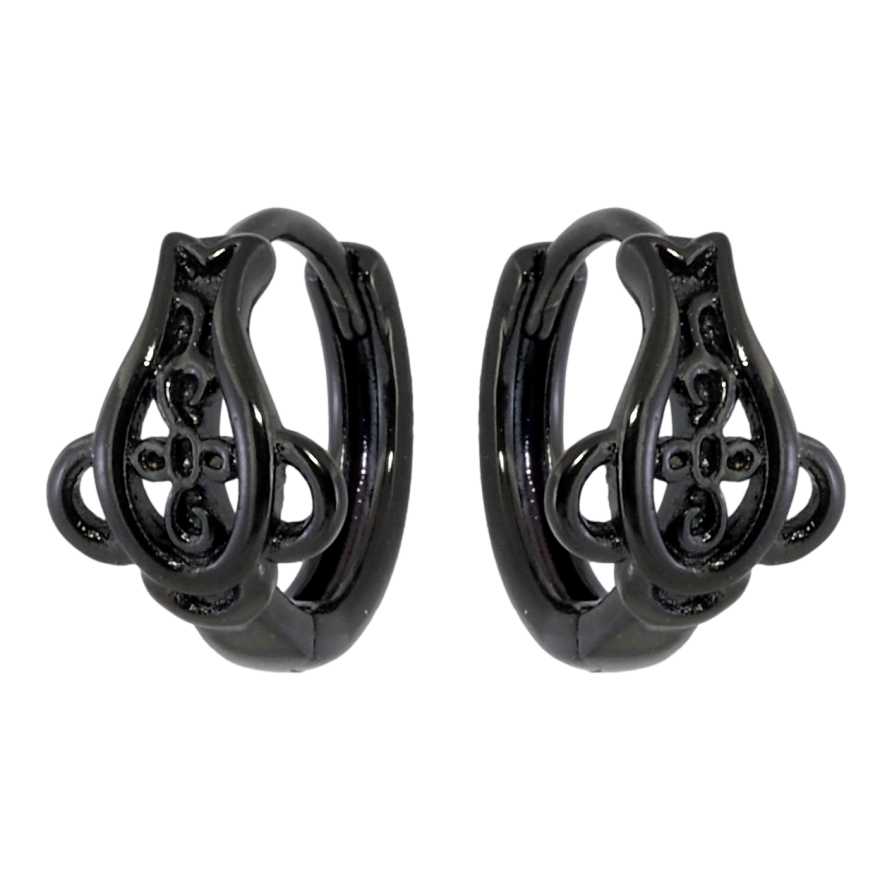 Сережки Xuping Позолота Black (чорне золото) колечка Декоративний візерунок фото №1 Сережки Xuping Позолота Black (чорне золото) колечка Декоративний візерунок фото №1