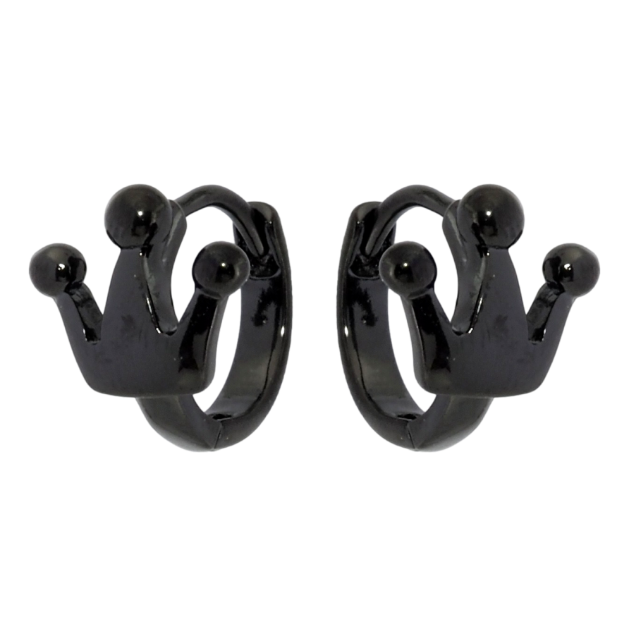 Сережки Xuping Позолота Black (чорне золото) колечка Корона фото №1 Сережки Xuping Позолота Black (чорне золото) колечка Корона фото №1