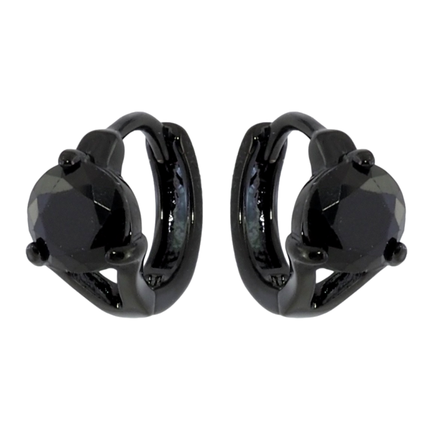 Сережки Xuping Позолота Black (чорне золото) колечка Чорний фіаніт фото №1