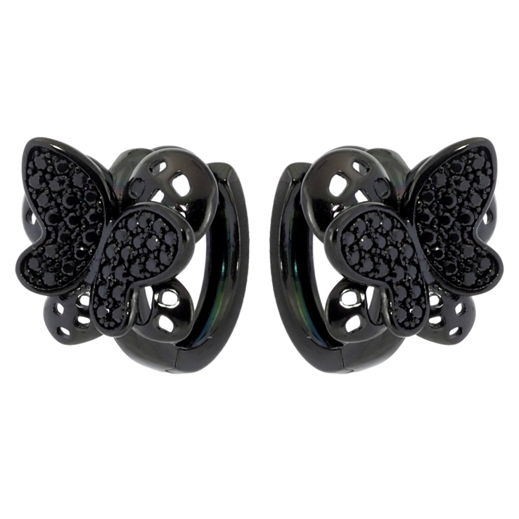 Сережки Xuping Позолота Black (чорне золото) колечка Метелики з чорним цирконієм фото №18