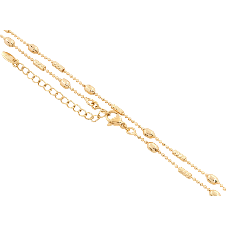 Цепочка Xuping Позолота 18K Плетение Перлина с бусинами и цилиндрами длина 45-50см х 1мм фото №1