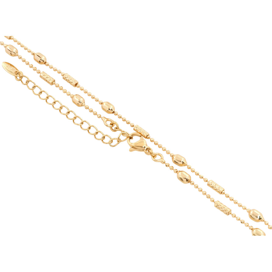 Ланцюжок Xuping Позолота 18K Плетіння Перлина з намистинами та циліндрами довжина 45-50см х 1мм фото №1