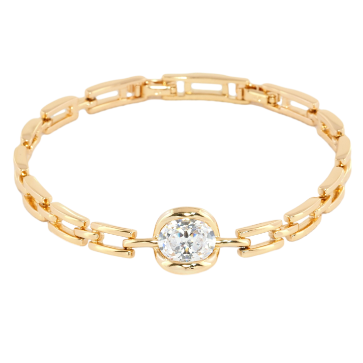 Браслет Xuping Позолота 18K Браслетный узор с вставкой фианит длина с доп. замком 17.5,19.5см х 5мм фото №17