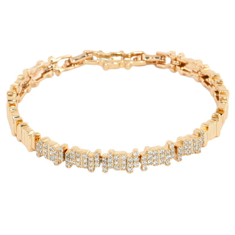 Браслет Xuping Позолота 18K Инкрустация цирконием длина с доп. замком 16.5,18.5см х 6мм фото №1