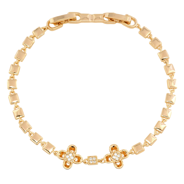 Браслет Xuping Позолота 18K Цветочки длина с доп. замком 16.5,18.5см х 3мм фото №14