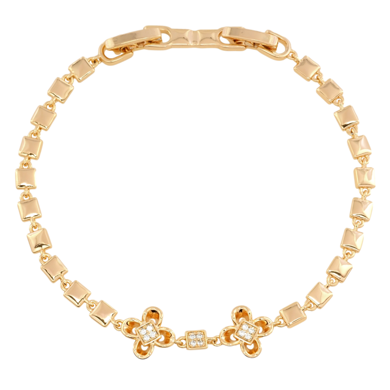 Браслет Xuping Позолота 18K Цветочки длина с доп. замком 16.5,18.5см х 3мм фото №6