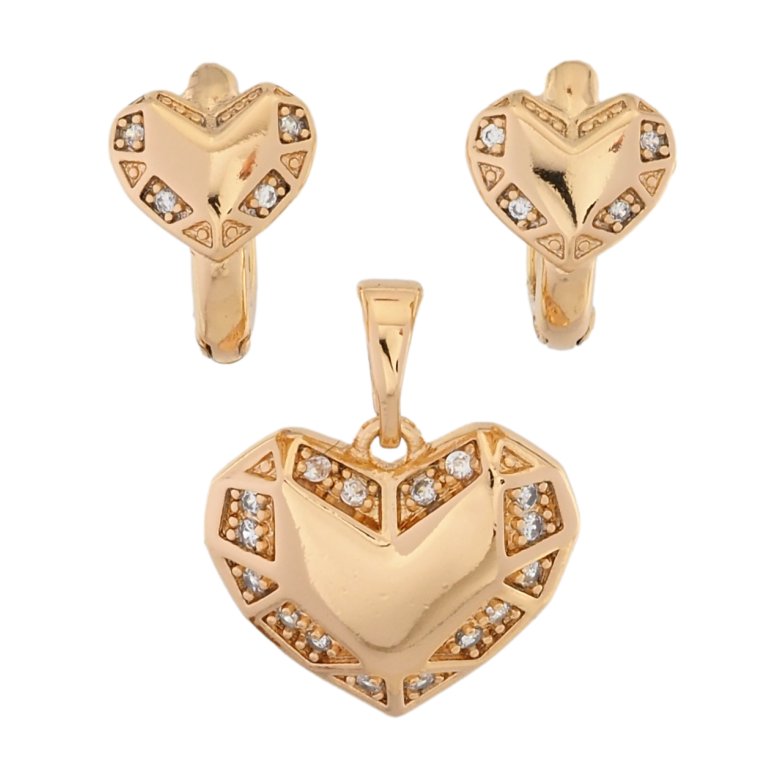 Набір Xuping Позолота 18K Сережки Кулон Сердечки з цирконієм фото №1