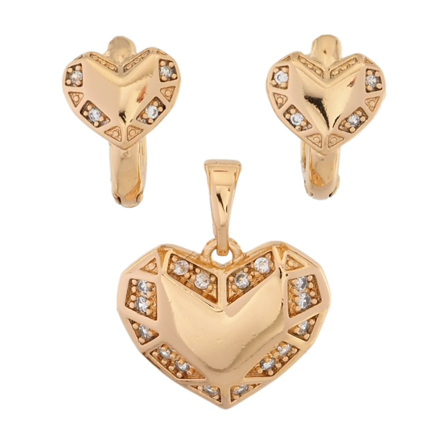 Набір Xuping Позолота 18K Сережки Кулон Сердечки з цирконієм фото №1