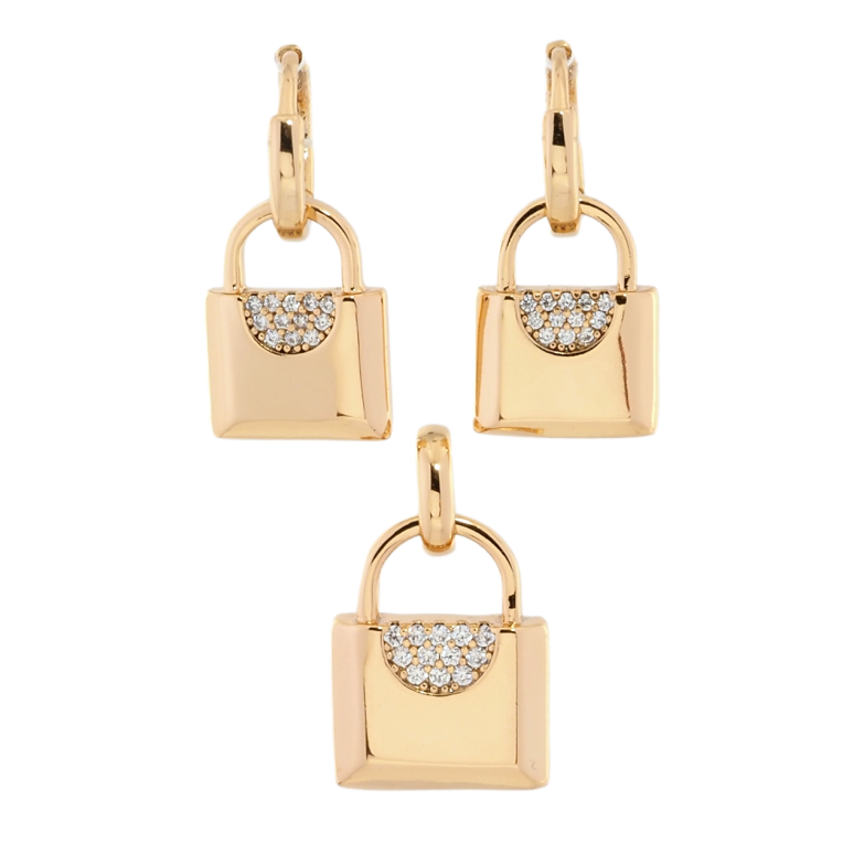 Набор Xuping Позолота 18K Серьги Кулон Замочки с цирконием фото №17