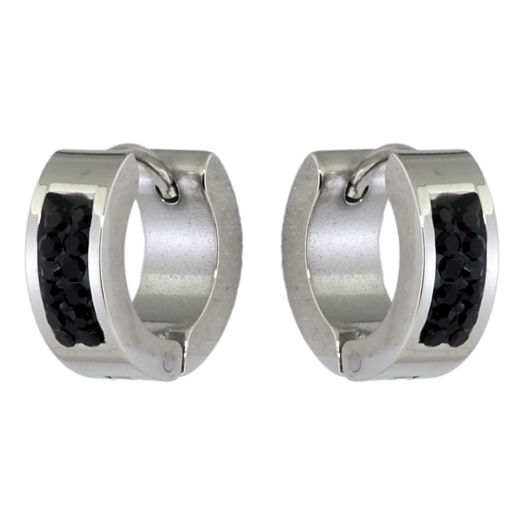 Сережки Xuping TTM Stainless Steel колір Родій колечка Візерунок чорним цирконієм фото №12