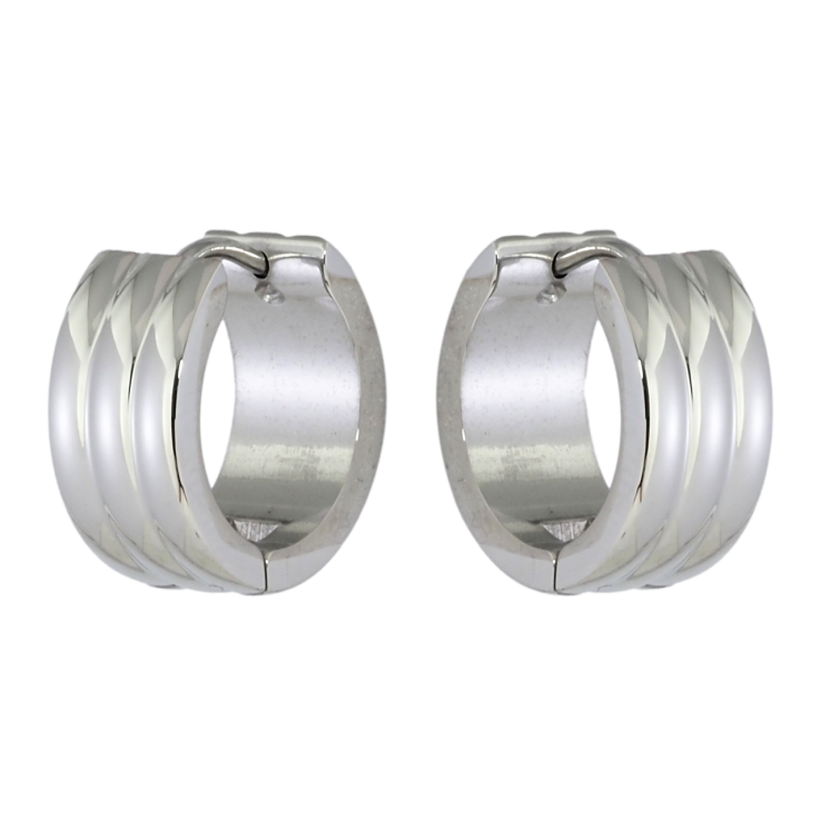 Сережки Xuping TTM Stainless Steel колір Родій колечка Смугастий візерунок фото №10